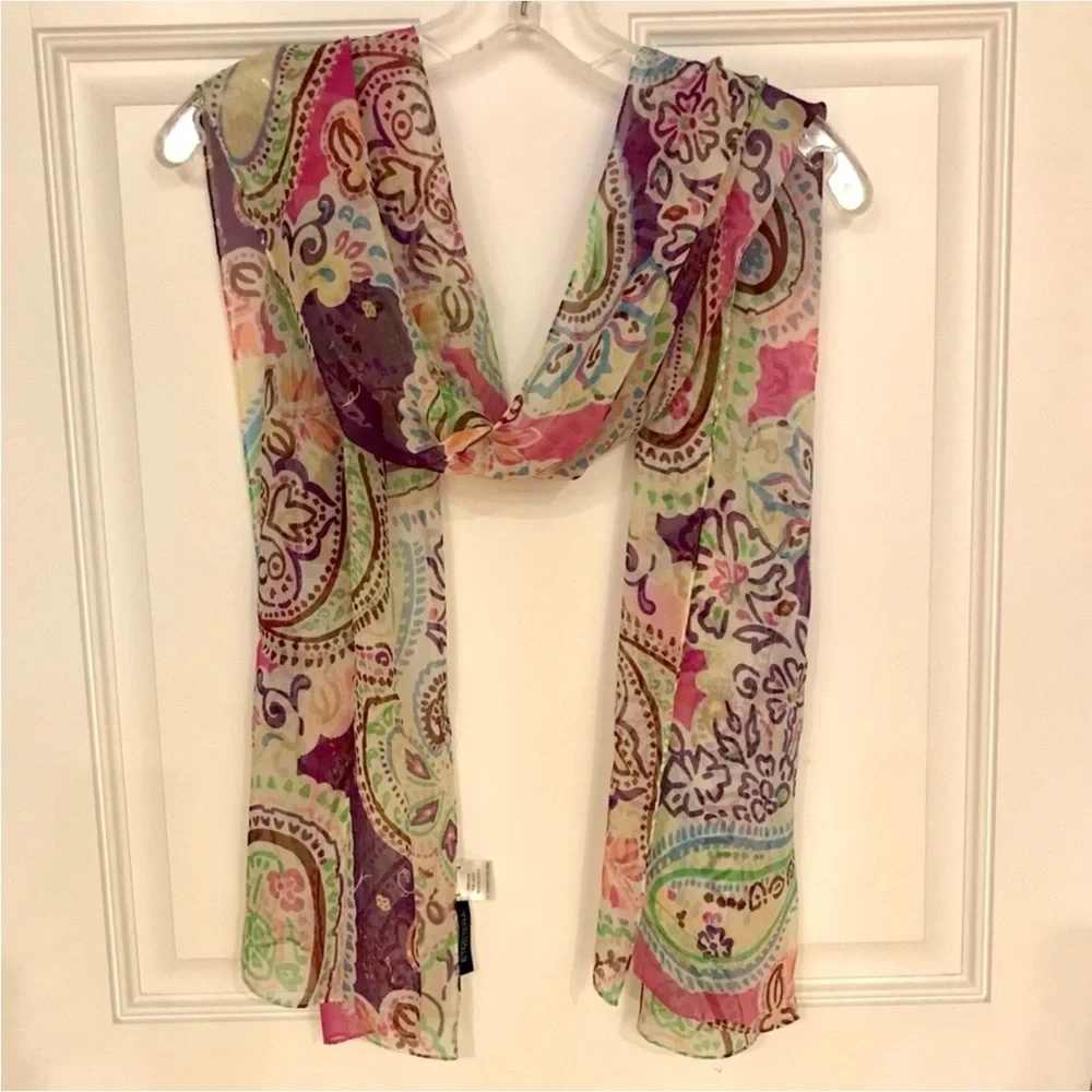 ETCETERA 100% Silk Scarf *Colorful Paisley Print*